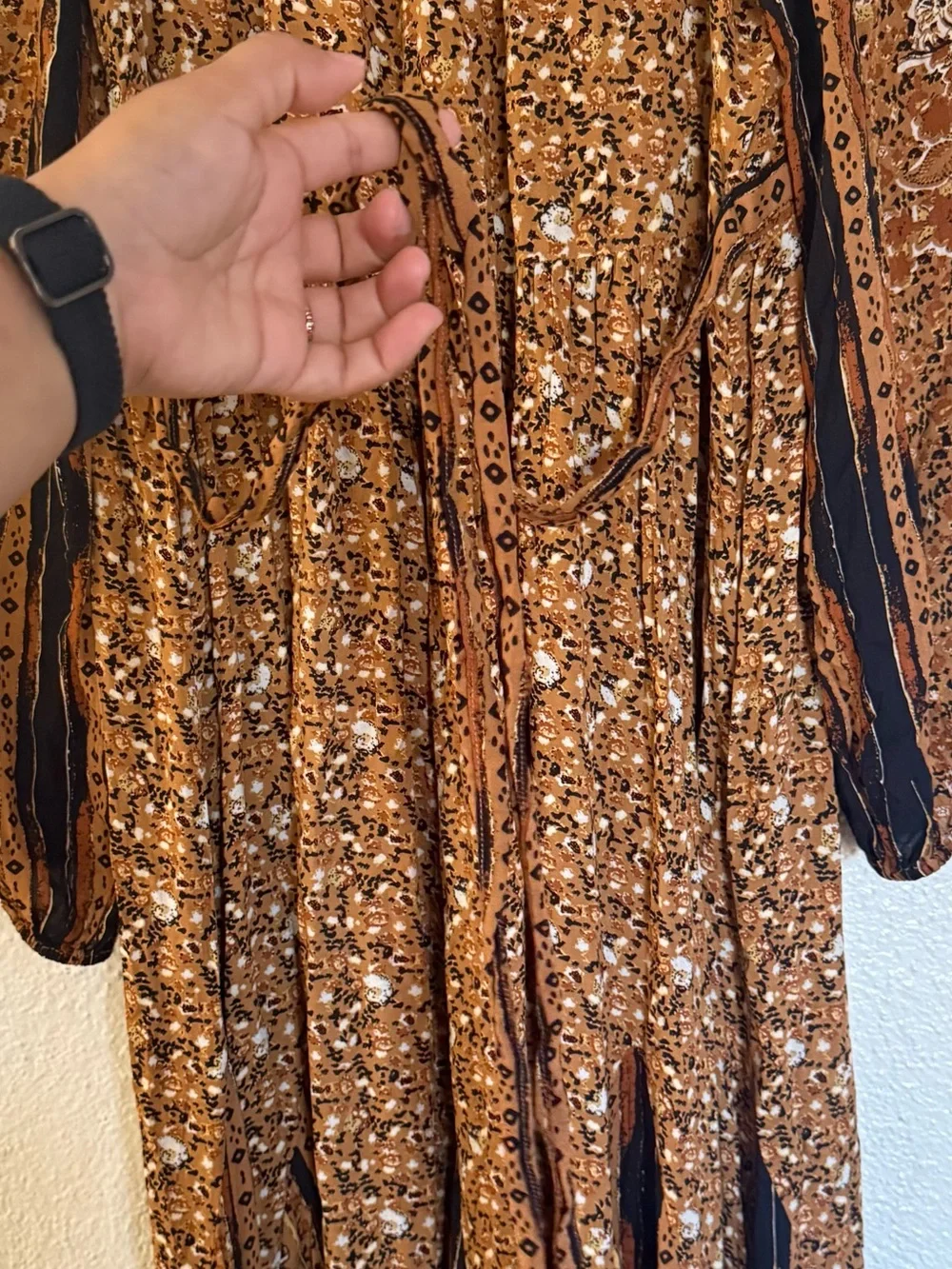 Free People Rust Floral brown Bohemian Happy Feelings Maxi Dress size small